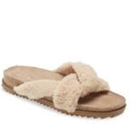 TREASURE & BOND Davina Faux Shearling Slide In Tan Camel Teddy 8m NWT - Picture 1 of 7